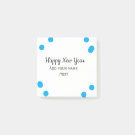 Blue polkadots happy new year add name messasimple post-it klebezettel