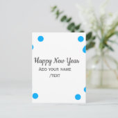 Blue polkadots happy new year add name messasimple postkarte (Stehend Vorderseite)