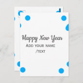 Blue polkadots happy new year add name messasimple postkarte (Vorne/Hinten)