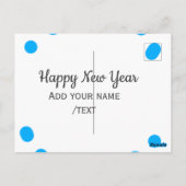Blue polkadots happy new year add name messasimple postkarte (Rückseite)