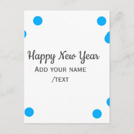 Blue polkadots happy new year add name messasimple postkarte