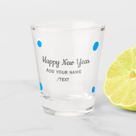 Blue polkadots happy new year add name messasimple schnapsglas