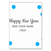 Blue polkadots happy new year add name messasimple tischnummer (Rückseite)