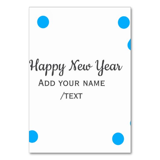 Blue polkadots happy new year add name messasimple tischnummer (Vorderseite)