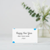 Blue polkadots happy new year add name messasimple visitenkarte (Stehend Vorderseite)