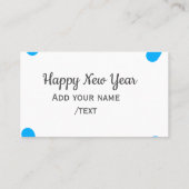 Blue polkadots happy new year add name messasimple visitenkarte (Rückseite)