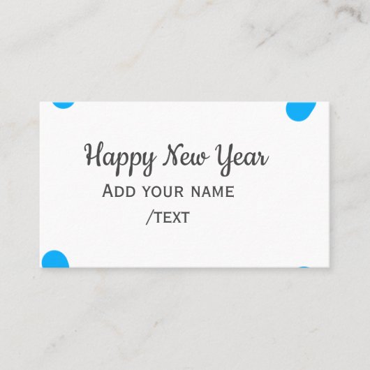 Blue polkadots happy new year add name messasimple visitenkarte (Vorderseite)