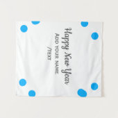 Blue polkadots happy new year add name messasimple wandteppich (Vorderseite (Horizontal))