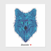 Blue Poly Wolf Head Aufkleber (Blatt)