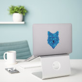 Blue Poly Wolf Head Aufkleber (Laptop auf Schreibtisch)