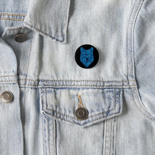 Blue Poly Wolf Head Button (Beispiel)