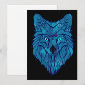 Blue Poly Wolf Head Feiertagskarte (Vorne/Hinten)