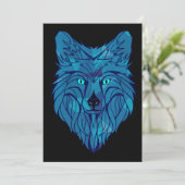 Blue Poly Wolf Head Feiertagskarte (Stehend Vorderseite)