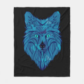 Blue Poly Wolf Head Fleecedecke (Vorderseite)