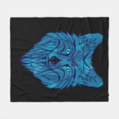Blue Poly Wolf Head Fleecedecke (Vorderseite (Horizontal))
