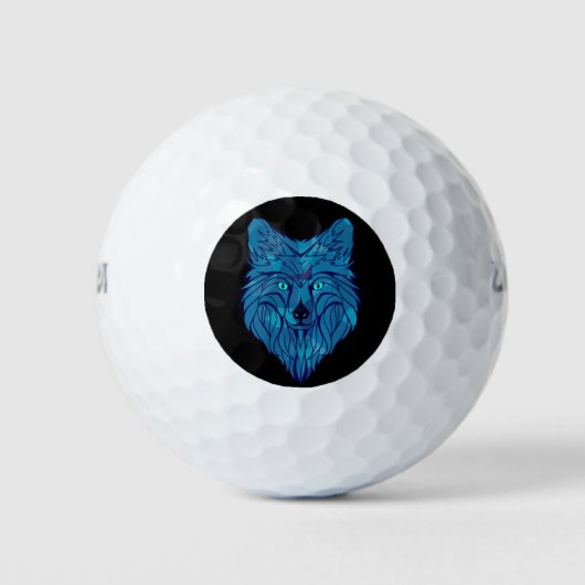 Blue Poly Wolf Head Golfball (Vorderseite)