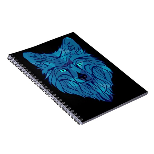 Blue Poly Wolf Head Notizblock (Rechte Seite)
