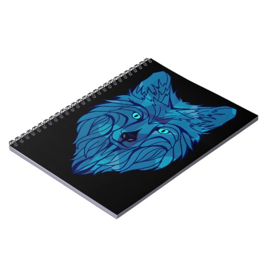 Blue Poly Wolf Head Notizblock (Linke Seite)