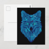 Blue Poly Wolf Head Postkarte (Vorne/Hinten)