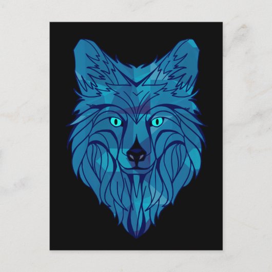 Blue Poly Wolf Head Postkarte (Vorderseite)