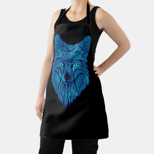 Blue Poly Wolf Head Schürze (InSitu)