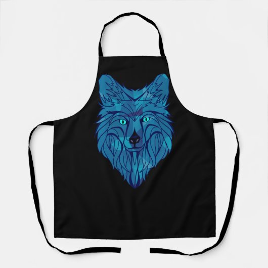 Blue Poly Wolf Head Schürze (Vorderseite)