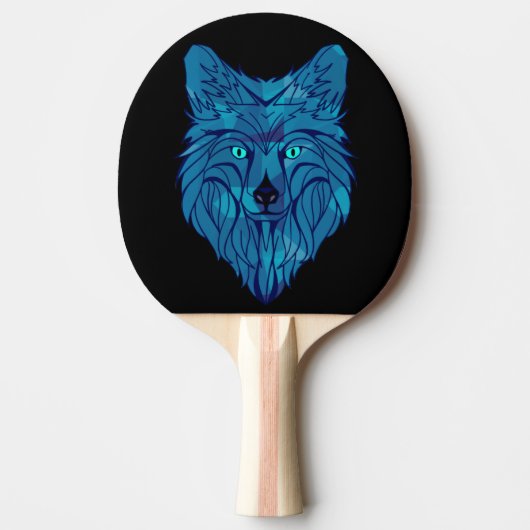 Blue Poly Wolf Head Tischtennis Schläger (Vorderseite)