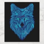 Blue Poly Wolf Head Weinetikett (Einzelnes Label)