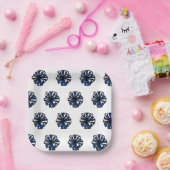 Blue Pom Paper Plate Pappteller (Party)