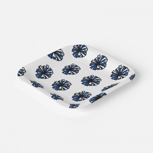 Blue Pom Paper Plate Pappteller (Gewinkelt)