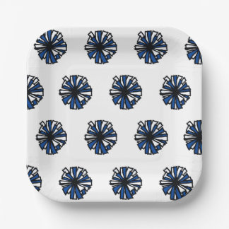 Blue Pom Paper Plate Pappteller