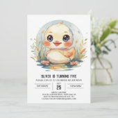 Blue Pond Duck Birthday Einladung (Stehend Vorderseite)