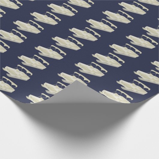 Blue Pontoon Boat Wrapping Paper Geschenkpapier (Ecke)