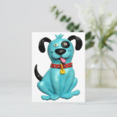 Blue Pooch Postkarte (Stehend Vorderseite)