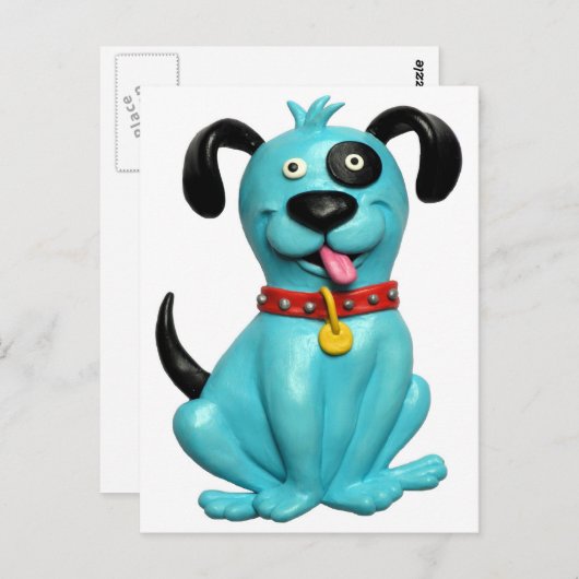 Blue Pooch Postkarte (Vorne/Hinten)