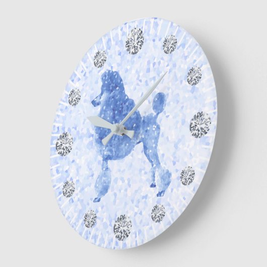Blue Poodle Diamond Hour Große Wanduhr (Winkel)