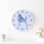 Blue Poodle Diamond Hour Große Wanduhr (Zuhause)