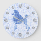Blue Poodle Diamond Hour Große Wanduhr (Vorderseite)