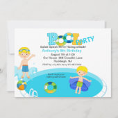 Blue Pool Party Boys Geburtstag Einladung (Vorderseite)