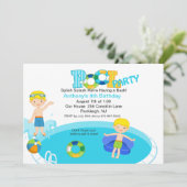 Blue Pool Party Boys Geburtstag Einladung (Stehend Vorderseite)