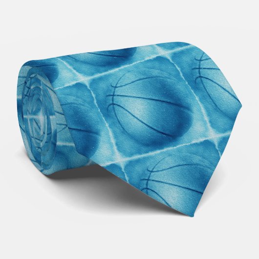 Blue Pop Art Basketball Krawatte (Gerollt)