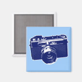 Blue Pop Art Camera Magnet (Vorderseite/Rückseite)