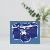 Blue Pop Art Camera Postkarte (Stehend Vorderseite)