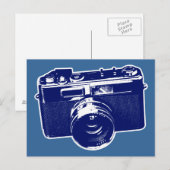 Blue Pop Art Camera Postkarte (Vorne/Hinten)