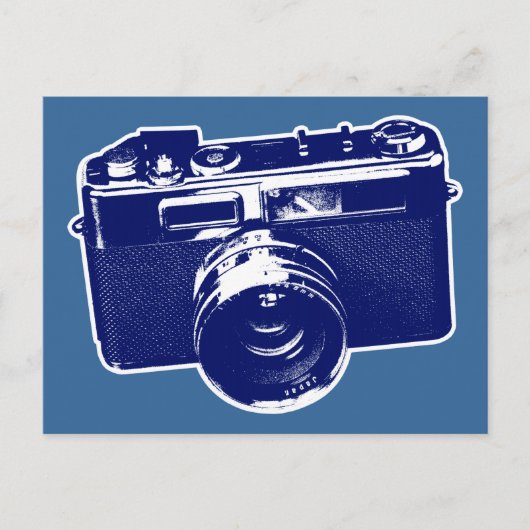 Blue Pop Art Camera Postkarte (Vorderseite)