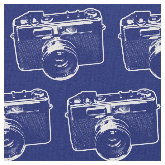Blue Pop Art Camera Stoff (Nahaufnahme)