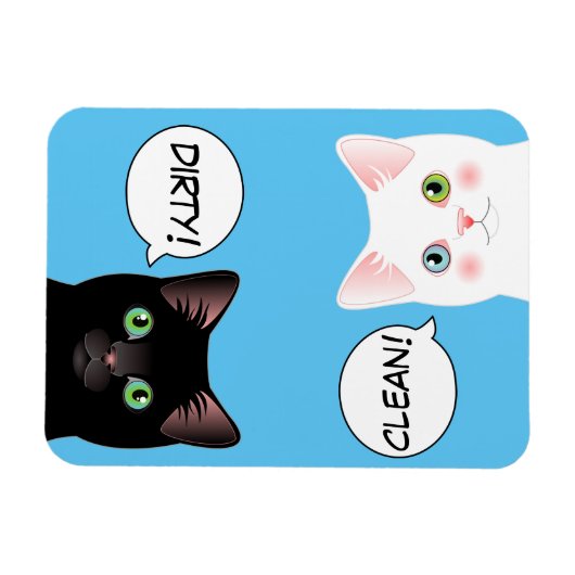 Blue Pop Art Cat Dirty Clean Geschirrspülmaschine Magnet (Horizontal)