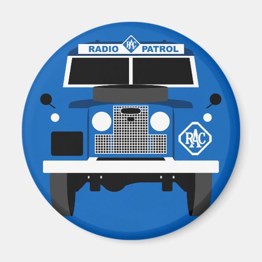 Blue Pop art Classic MK2 RAC Land Rover Magnet (Vorne)