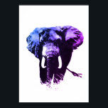 Blue Pop Art Elephant Tinte Paint Poster<br><div class="desc">BW - Schwarz-Weiß-Afrikanische Elefanten Pop Digitales Bild - afrikanische Naturposterausdrucke</div>