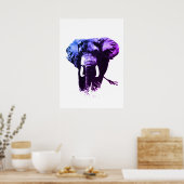 Blue Pop Art Elephant Tinte Paint Poster (Küche)